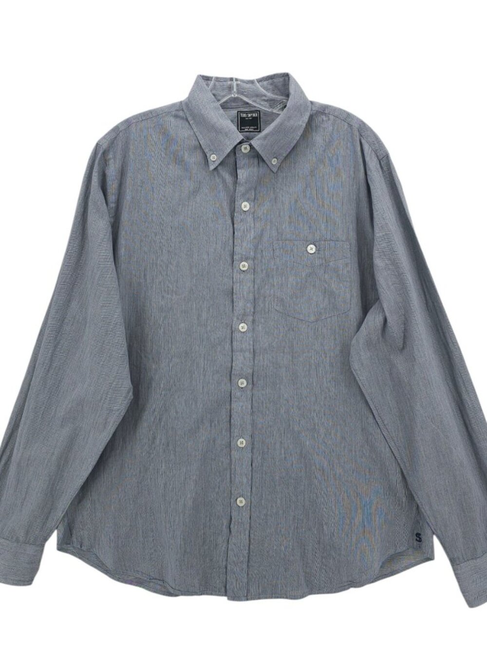 TODD SNYDER Long Sleeve Lightweight Cotton Shirt Gray Micro Pattern Size LARGE